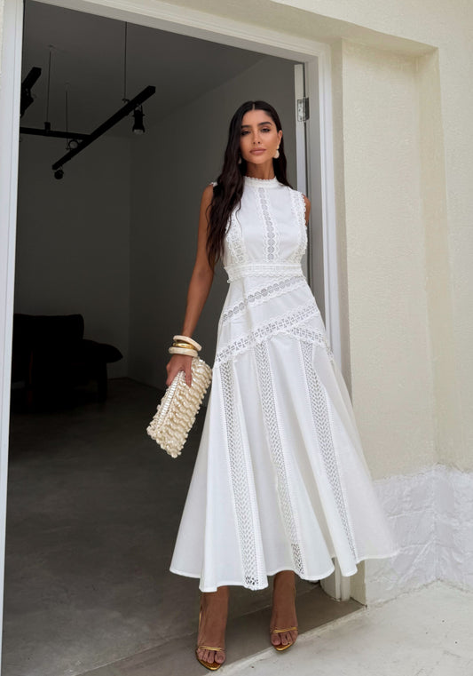 TRICOLINE DRESS STELLA OFF WHITE