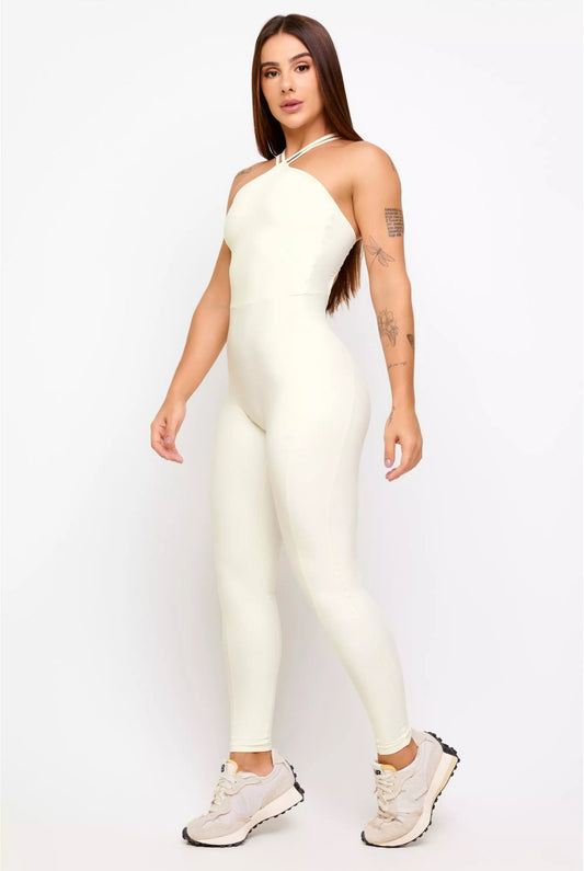 Sculpt Luxe Jumpsuit – Strappy Back in Ivory